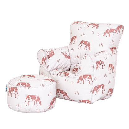 Willowbrook Acorn Farmhouse Beanbag Chair and Footstool for Children DFEU005