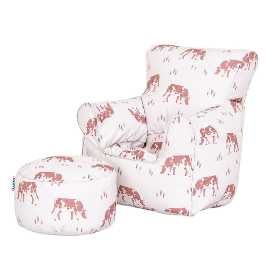 Willowbrook Acorn Farmhouse Beanbag Chair and Footstool for Children DFEU005