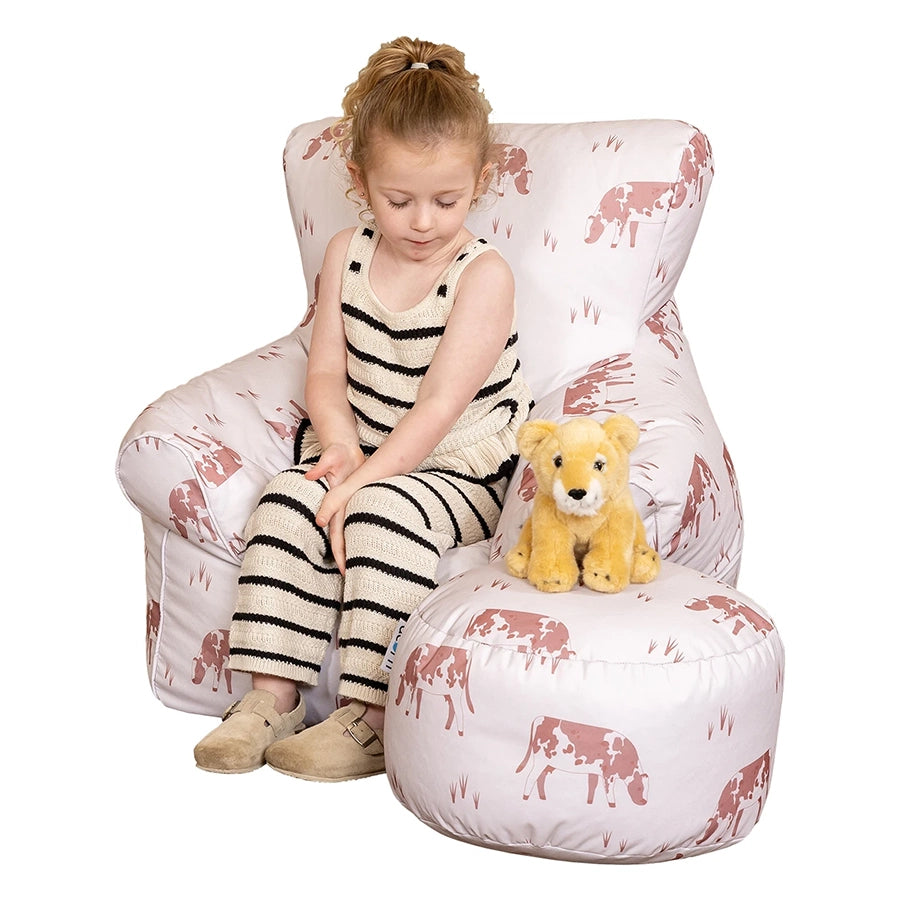 Willowbrook Acorn Farmhouse Beanbag Chair and Footstool for Children DFEU005 Lifestyle Image