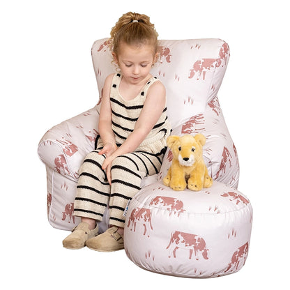 Willowbrook Acorn Farmhouse Beanbag Chair and Footstool for Children DFEU005 Lifestyle Image