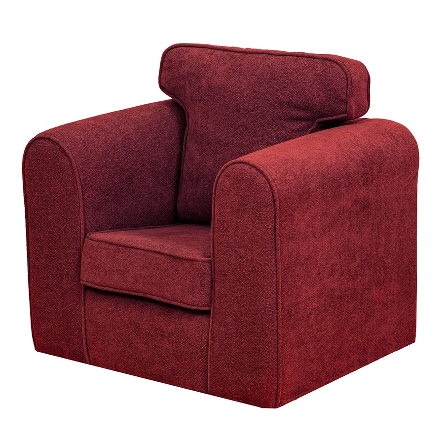 Willowbrook Bohemian Bouclé Chair for Children Cranberry DFEU177 Childrens Furniture Soft Sofa Seating