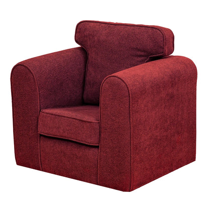 Willowbrook Bohemian Bouclé Chair for Children Cranberry DFEU177 Childrens Furniture Soft Sofa Seating
