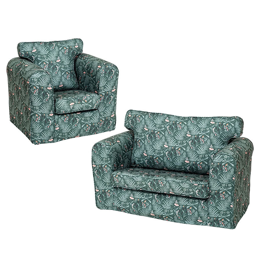 Willowbrook Farmhouse Kendal Loose Cover Range Chair and Sofa DFEU227 Green Floral Print for Children