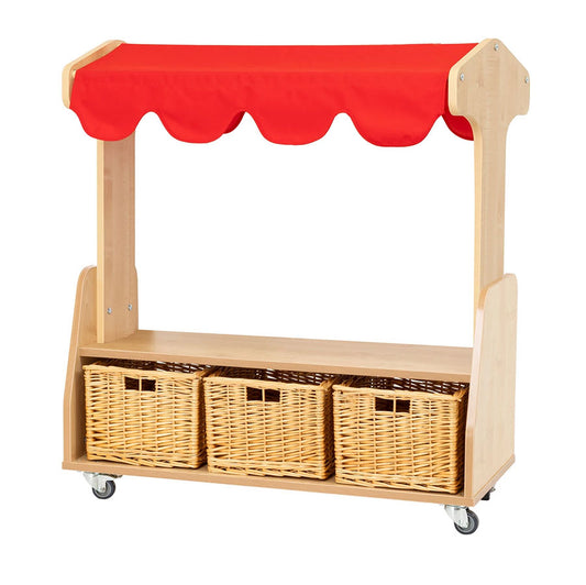 Willowbrook One Tier Mobile Market Stall with Baskets DFEC111B Childrens Role Play Furniture