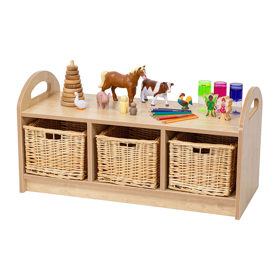 Willowbrook Pioneer One Tier Storage Unit with Back and Dividers with Baskets and Props DFEC004B Childrens Furniture