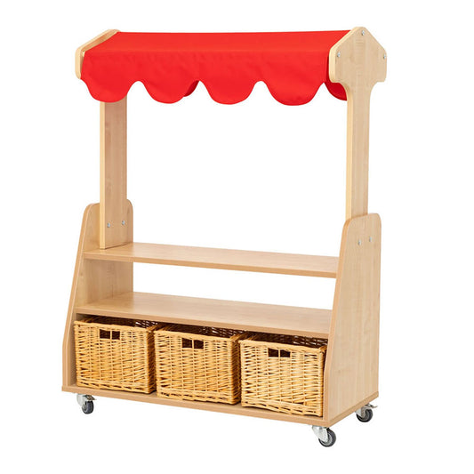 Willowbrook Two Tier Mobile Market Stall with Baskets DFEC056B Childrens Role Play Furniture