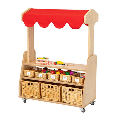 Willowbrook Two Tier Mobile Market Stall with Baskets and Props DFEC056B Childrens Role Play Furniture