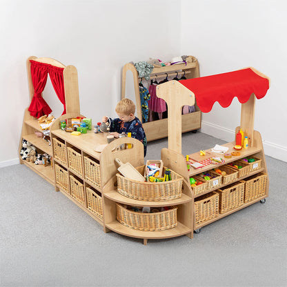 Willowbrook Two Tier Mobile Market Stall with Baskets and Props DFEC056B Childrens Role Play Furniture Lifestyle Image 1