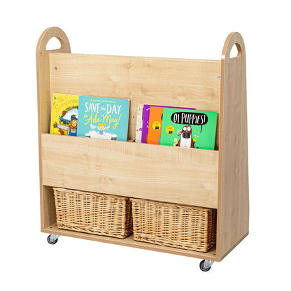 Willowbrook Wallace 4 Display Shelf Storage with Baskets Back View with Props DFEC015B Childrens Furniture Book Storage
