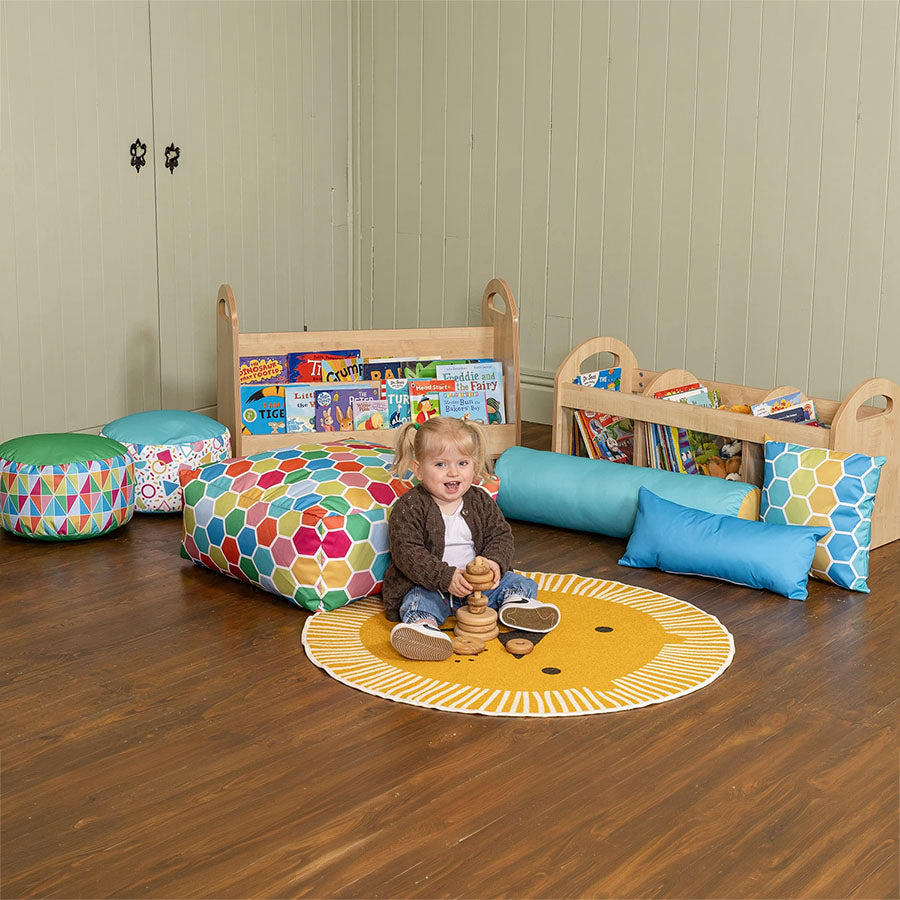 Willowbrook Wallace Low Mobile Book Storage Front View DFEC013 Childrens Furniture Lifestyle Image