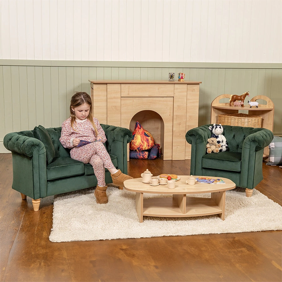 Willowbrook Windsor Chesterfield Chair and Sofa for Children Emerald DFEU012 and DFEU013 Sofa Seating Lifestyle Image