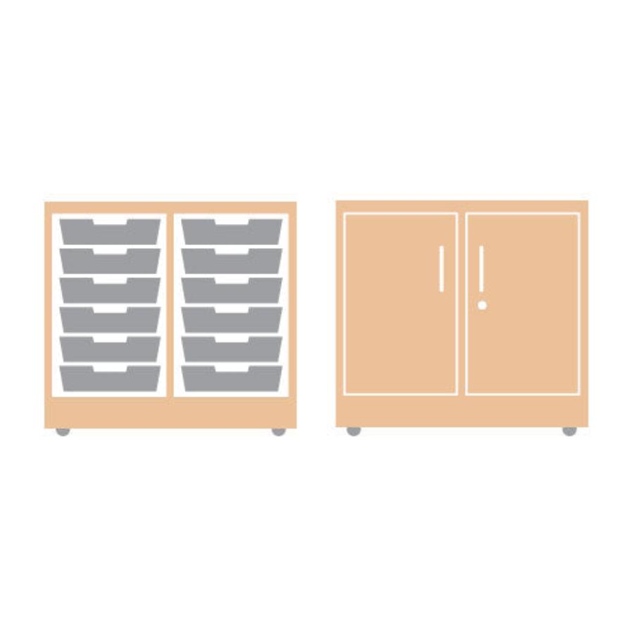 Smart Storage Coloured Edge 12 Tray Double Unit With Lockable Doors