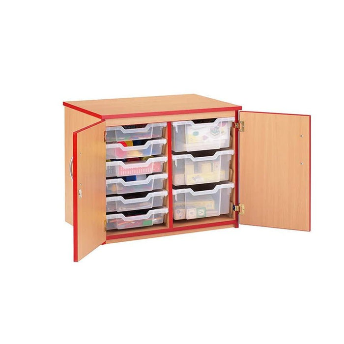 Smart Storage 12 Tray Double Unit Mobile With Lockable Doors With Trays