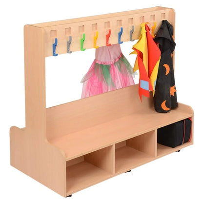 Beech Dressing Up Unit With Fixed Coat Rail