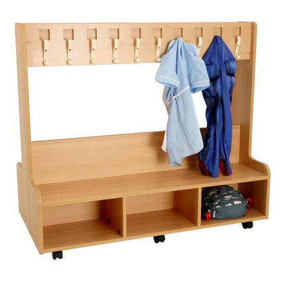 Beech Dressing Up Unit With Fixed Coat Rail