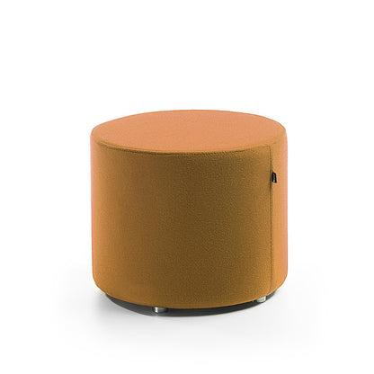 Round orange Point ottoman on a white background
