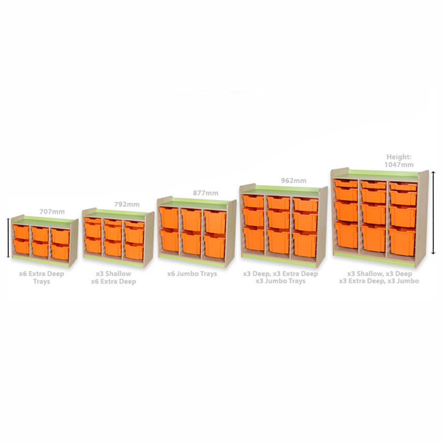 KubbyClass® - 3 Shallow, 3 Deep, 3 Extra Deep & 3 Jumbo Tray Triple Unit