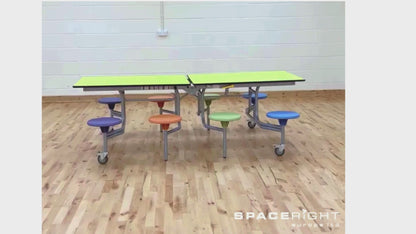 Rectangular Mobile Folding Table with 8 Seats