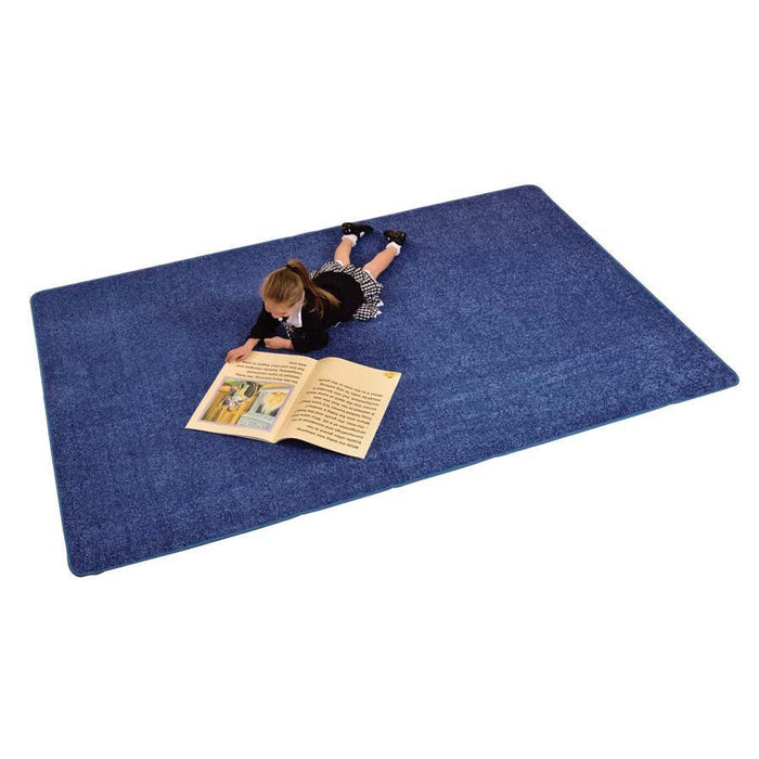 Solid Colour Rectangle Rugs Blue