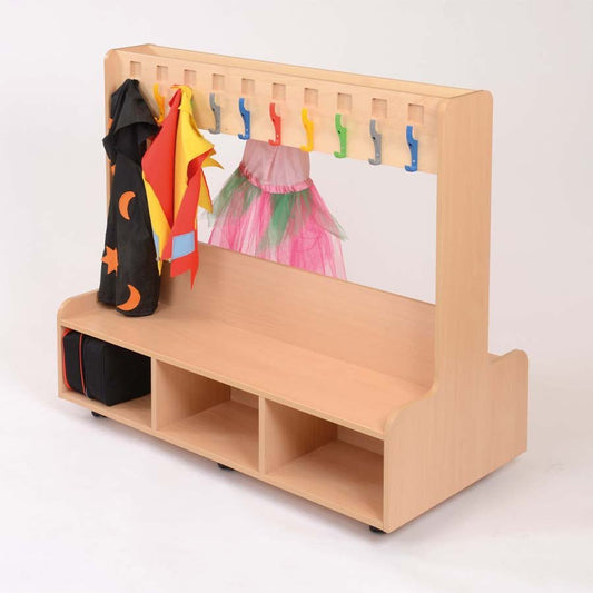 Beech Dressing Up Unit With Fixed Coat Rail