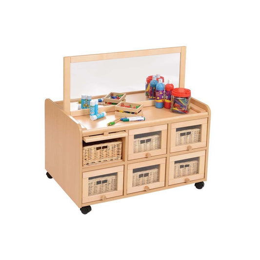 Double Sided Resource Unit With Doors On One Side With Mirror & Shallow Baskets