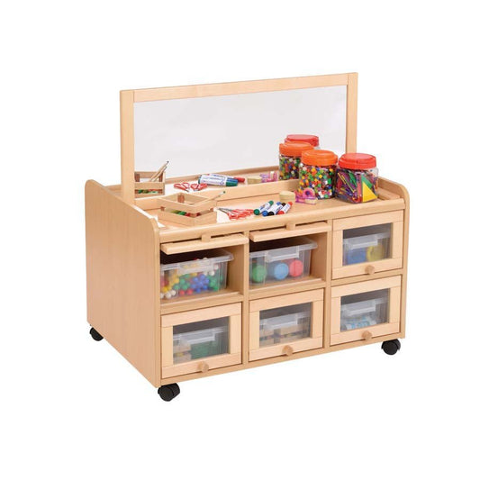 Double Sided Resource Unit With Doors On One Side With Mirror & Shallow Trays