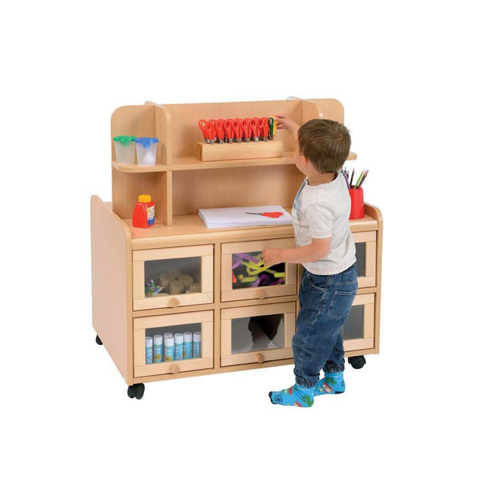 Double Sided Resource Unit With Doors On One Side & Storage/Mirror