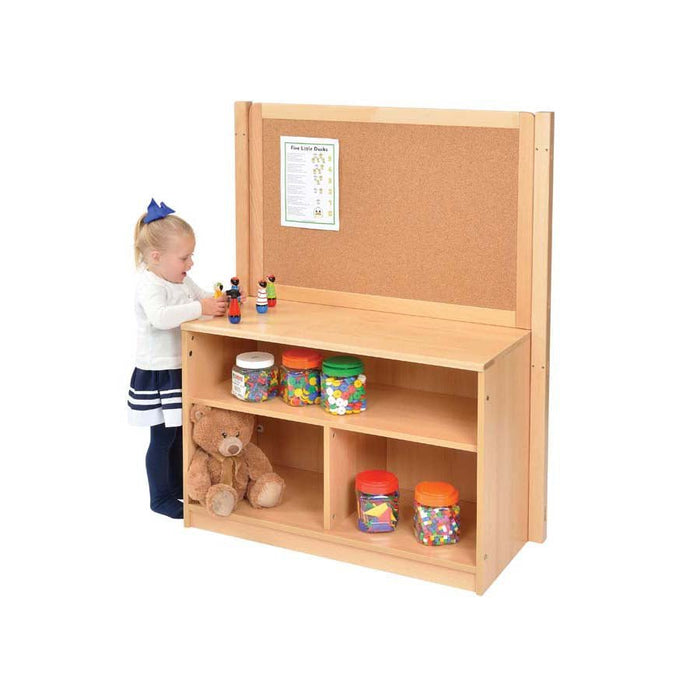 Open Bookcase With Solid Back & Cork Divider