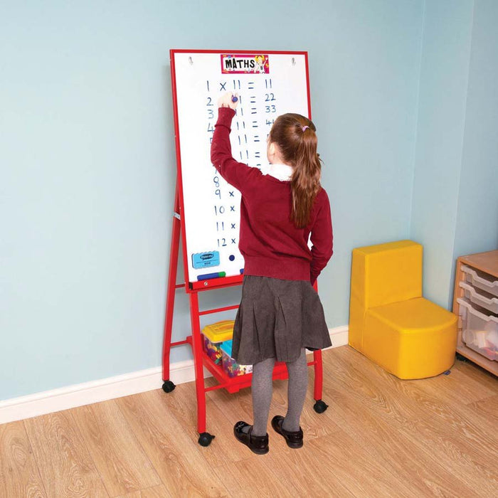 Primary Display Standard A-frame Mobile Easel With Single Portrait Magnetic Drywipe Whiteboard