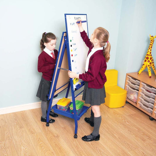 Primary Display Standard A-frame Mobile Easel With Double Portrait Magnetic Drywipe Whiteboard