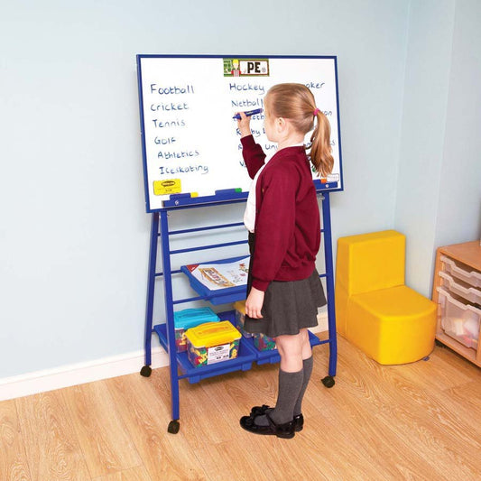 Primary Display Mobile Easel With Single Landscape Magnetic Drywipe Whiteboard