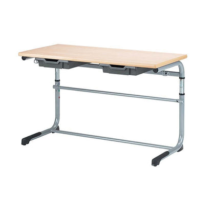 Alpha® Height Adjustable 1200x600  Double Cantilever Table With Charcoal Gratnells Tray TS52696