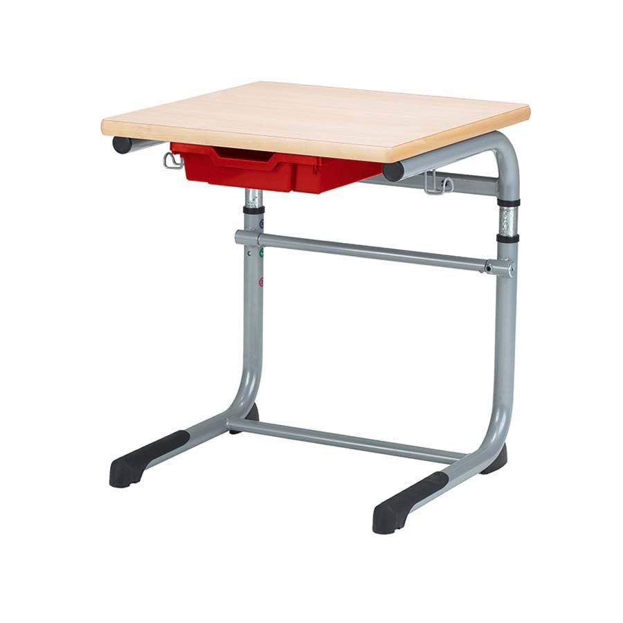 Alpha® Height Adjustable 600x600 Single Cantilever Table With Red Gratnells Tray TS52695