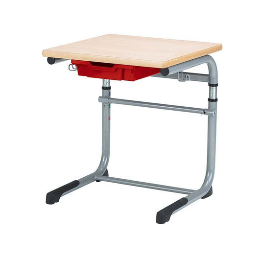 Alpha® Height Adjustable 600x600 Single Cantilever Table With Red Gratnells Tray TS52695