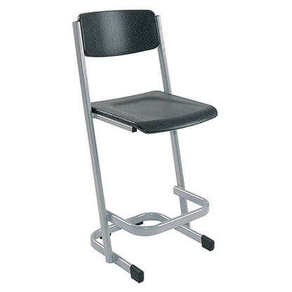 Alpha® Stactek Poly Stool With Backrest Charcoal