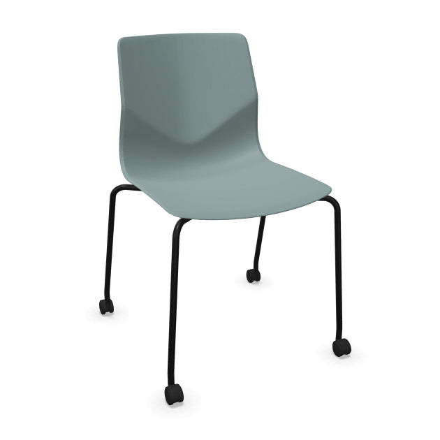 FourSure® 77 polypropylene 4 leg stacking chair with castors