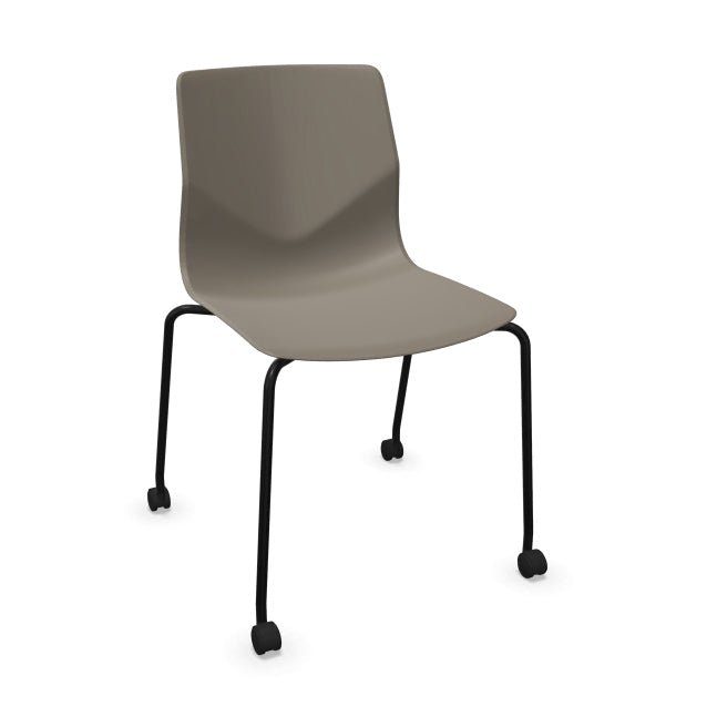 FourSure® 77 polypropylene 4 leg stacking chair with castors