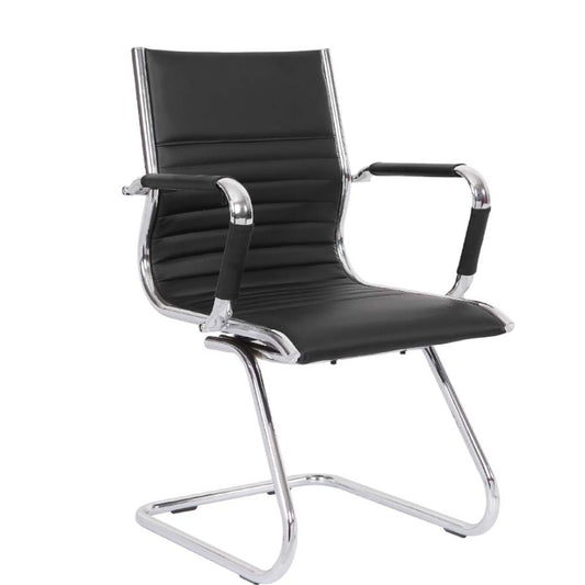 Nola Cantilever Black Faux Leather Designer Chair With Arms