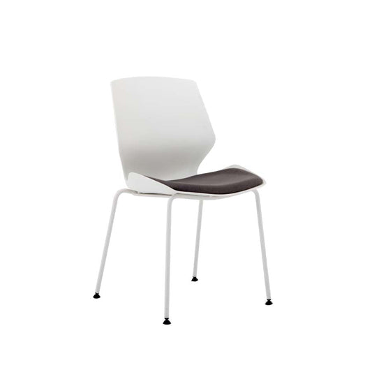 Florence White Frame Dark Grey Fabric Visitor Chair