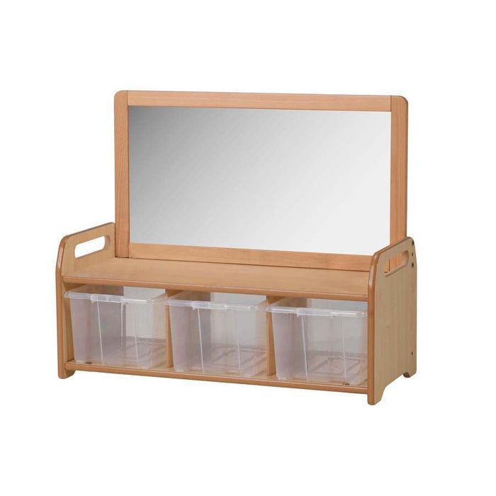 Low Mirror Storage Unit With 3 Clear Tubs