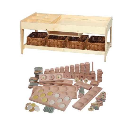 Investigative Play Table and 4 Baskets plus PT1145 Indoor Maths Kit