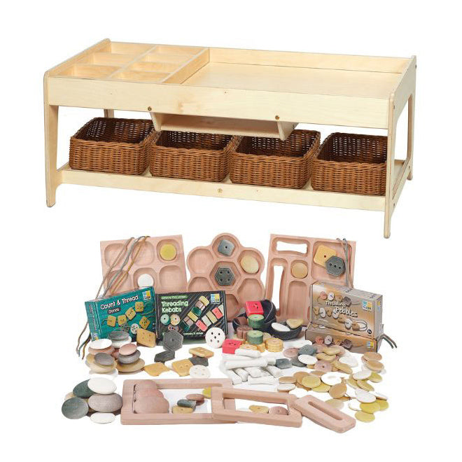 Investigative Play Table and 4 Baskets plus PT1146 Loose Parts Kit