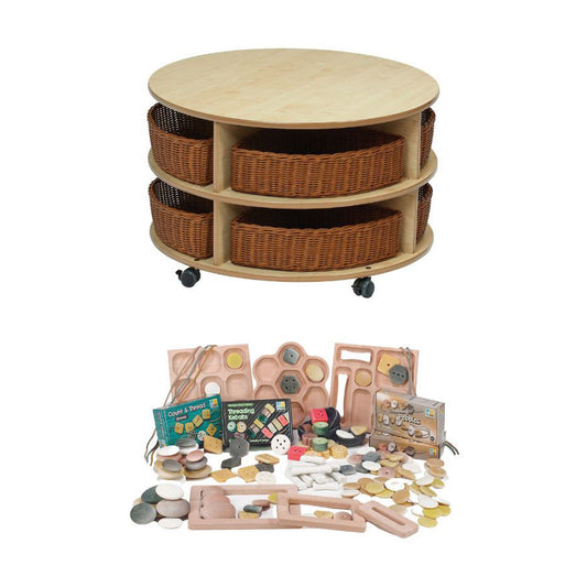 Double Tier Mobile Circular Storage Unit plus Baskets and PT1146 Loose Parts Kit