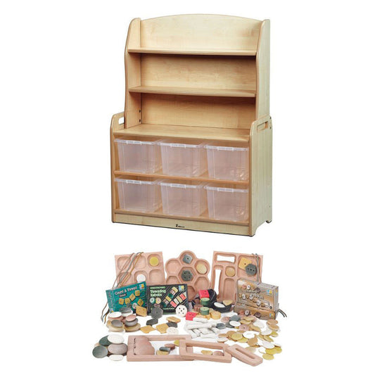 Welsh Dresser Display Storage with 6 clear tubs and PT1146 Loose Parts Kit