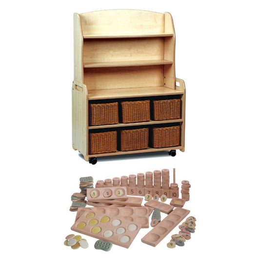 Welsh Dresser Display Storage with 6 baskets and PT1145 Indoor Maths Kit