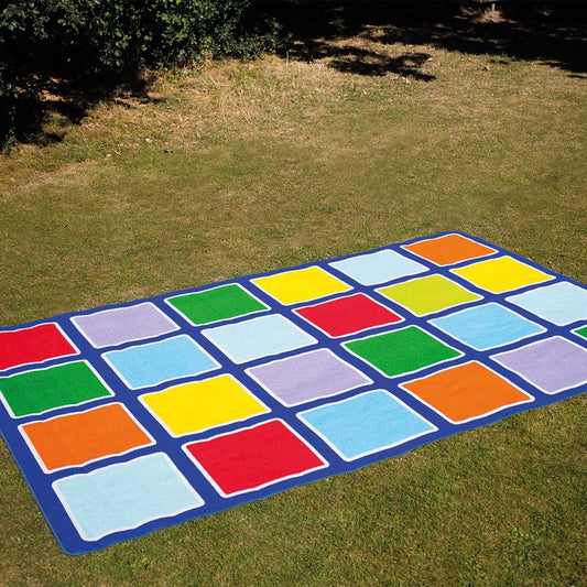 Rainbow Squares Placement Rectangular Outdoor Mat