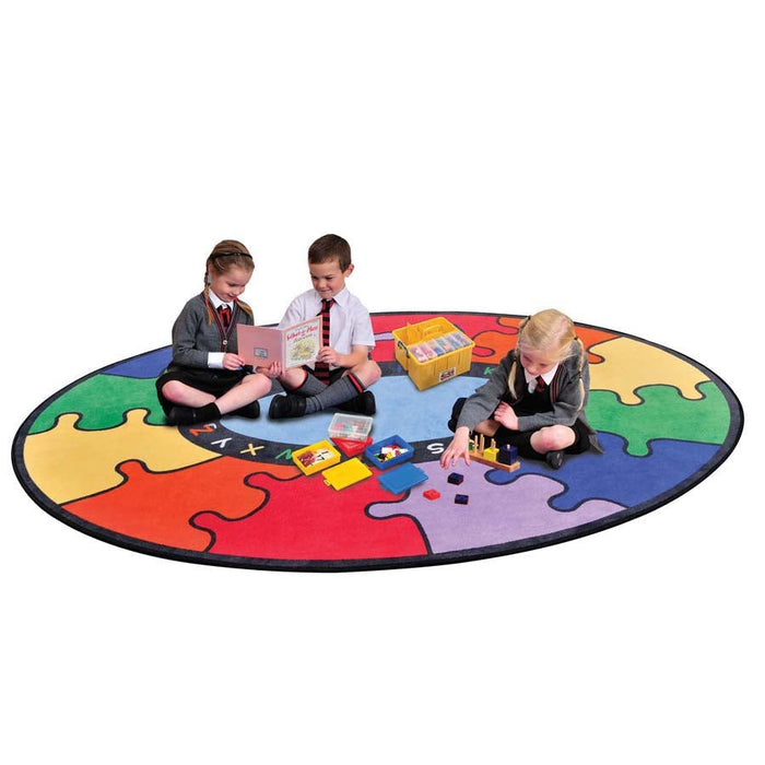 Abc Rainbow Puzzle Learning Rug- Round
