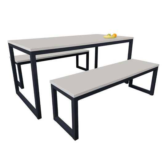 Contemporary Dining Table And 2 Benches Set 1800Mm