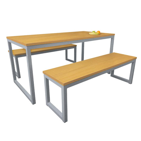 Contemporary Dining Table And 2 Benches Set 2000Mm