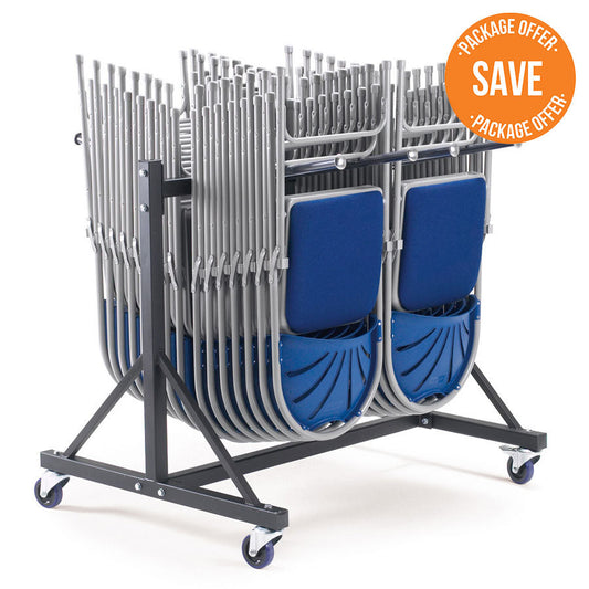 2600 Comfort Back steel Folding Chair with Upholstered Seat Package (36x Chairs - 1x Trolley)